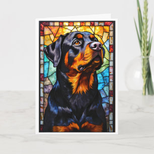 Carte Chien Rottweiler de style vitrail