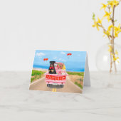 Carte Chien Rottweiler Jour de la Saint-Valentin Camion  (Fleur jaune)