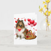 Carte Chien Rough Collie Cœur Ballon Joyeuse Saint-Valen (Fleur jaune)