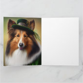 Carte Chien Rough Collie en tenue de la Saint-Patrick (Intérieur)