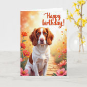 Carte Chien Rousset Doux (Fleur jaune)