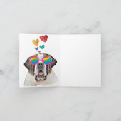 Carte Chien Saint-Bernard avec coeurs Saint-Valentin (Intérieur)