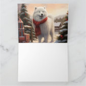 Carte Chien Samoyé à Noël de neige (Intérieur)