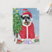 Carte Chien Schnauzer dans la neige Noël (Devant/Arrière en situation)