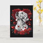 Carte Chien Setter Anglais de la Saint-Valentin  (Fleur jaune)