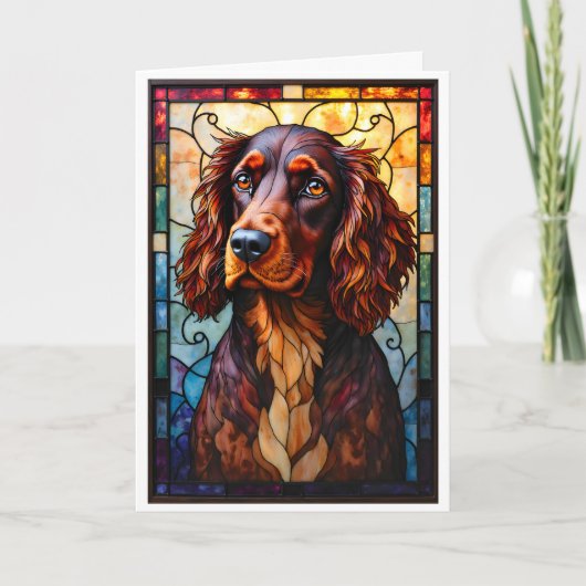 Carte Chien Setter Spaniel de style vitrail (Devant)
