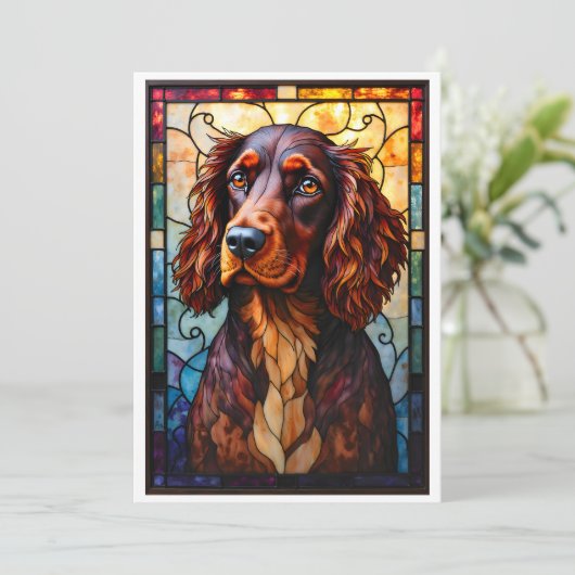 Carte Chien Setter Spaniel de style vitrail (Debout devant)