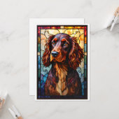 Carte Chien Setter Spaniel de style vitrail (Devant/Arrière en situation)
