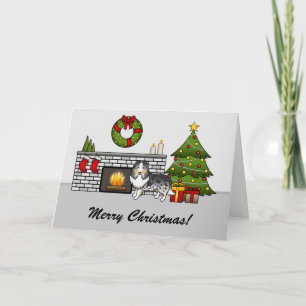 Carte Chien Sheltie Blue Merle Dans Une Chambre De Noël 