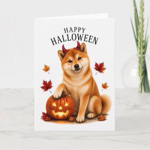 Carte Chien Shiba Inu Halloween Diable