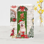 Carte Chien Shiba Inu Noël  (Fleur jaune)