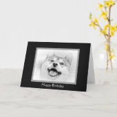 Carte Chien Shiba Inu souriant (Fleur jaune)