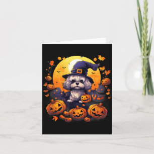 Carte Chien Shichon sorcière Halloween effrayant