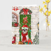 Carte Chien Shih Tzu Noël  (Fleur jaune)