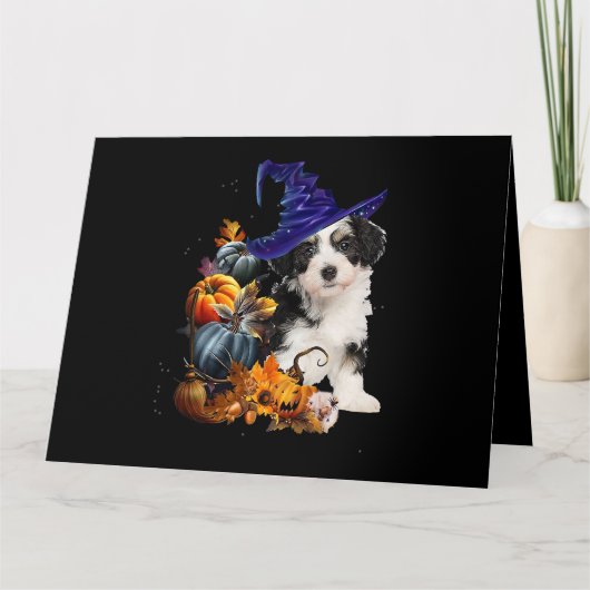 Carte Chien Shih Tzu Sorcière Et Citrouilles Halloween T (Devant)