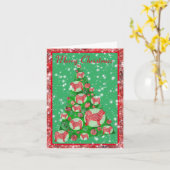 Carte Chien sibérien Husky Cute Silhouette Arbre de Noël (Fleur jaune)