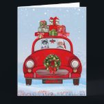 Carte Chien Sibérien Husky En Voiture Avec Le Père Noël<br><div class="desc">Le Père Noël conduisant une voiture portant des cadeaux de Noël avec un chien est une idée cadeau de Noël parfaite pour vos amis amoureux de les chiens. C'est sûrement un must de noël déco et idée cadeau de Noël.</div>
