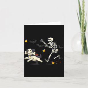 Carte Chien squelette scène de poursuite drôle d'Hallowe