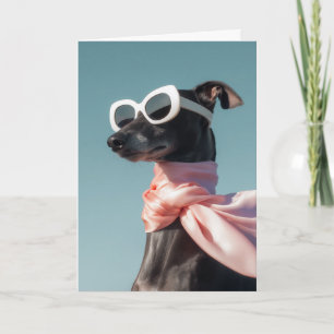 Carte Chien Stylé Avec Lunettes De Soleil Écharpe