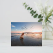 Carte Chien sur la plage Miss You Flat Grey Card (Debout devant)