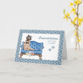 Carte Chien sur le canapé diplôme (Fleur jaune)