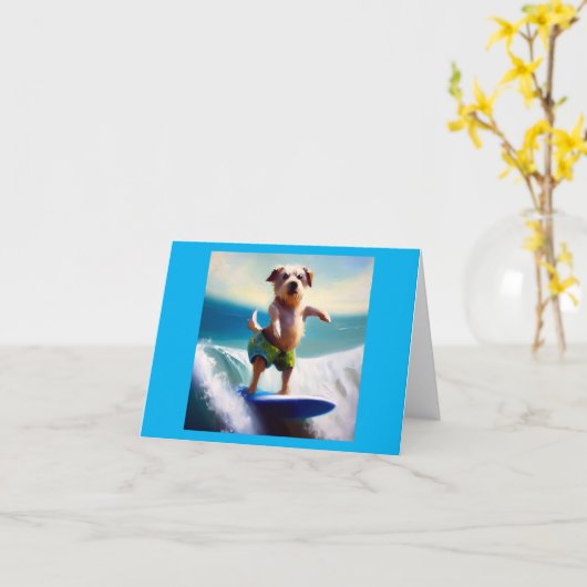 Carte Chien surf (Fleur jaune)