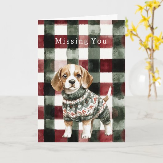 Carte Chien Sweater Vert Noël (Fleur jaune)