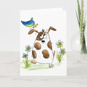 Carte Chien tacheté avec un oiseau