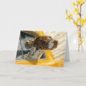 Carte Chien tacheté sur l'art de rouler en voiture Impri (Fleur jaune)