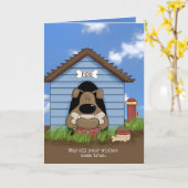 Carte chien-taureau avec os pour l'anniversaire de la ma (Fleur jaune)