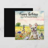Carte Chien-taureau français en champ de fleurs Aquarell (Devant / Derrière)