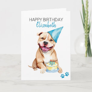 Carte Chien taureau Pit Personnalisé Joyeux Anniversaire