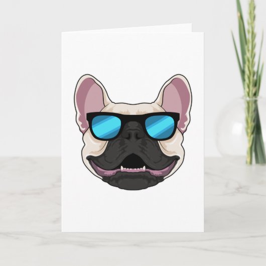 Carte Chien-taureaux français avec lunettes de soleil (Devant)