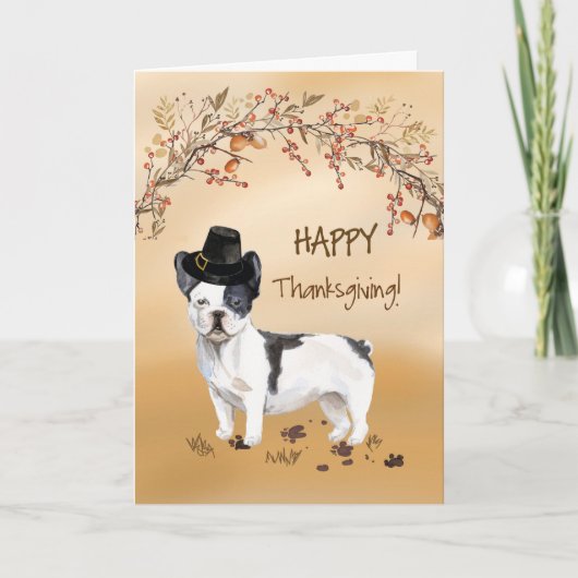 Carte Chien-taureaux français noir et blanc Drôle Thanks (Devant)