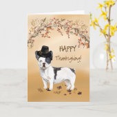 Carte Chien-taureaux français noir et blanc Drôle Thanks (Fleur jaune)