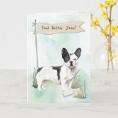 Carte Chien-taureaux français noir et blanc se sentent m (Fleur jaune)