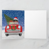 Carte Chien teckel conduisant une voiture dans la neige  (Intérieur)