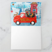 Carte Chien teckel dans camion de livraison de Noël enne (Intérieur)