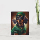 Carte Chien teckel en tenue de la Saint-Patrick (Devant)