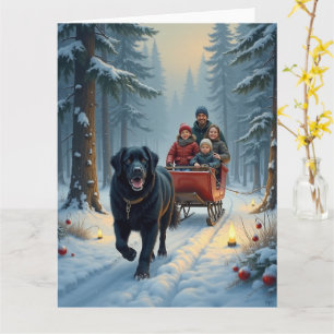 Carte Chien Terre-Neuve Randonnée en Traîneau Noël