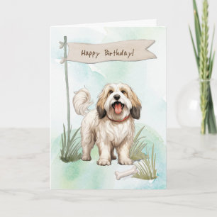 Carte Chien tibétain de la race sous signe d'anniversair