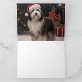Carte Chien tibétain de Terrier en Noël de neige (Intérieur)