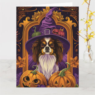 Carte Chien tibétain épouvantable spaniel Halloween sorc
