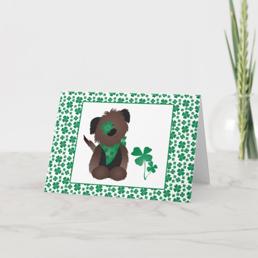 Carte Chien Trèfle à Quatre Feuilles Vert (Devant)