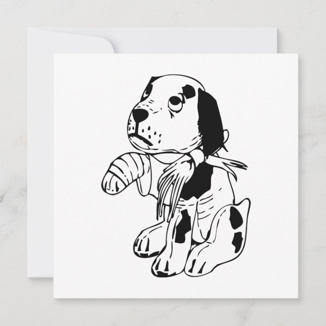 Carte Chien triste avec Jambe cassée (Devant)