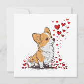 Carte Chien Valentine Cute Corgi Saint Valentin (Dos)