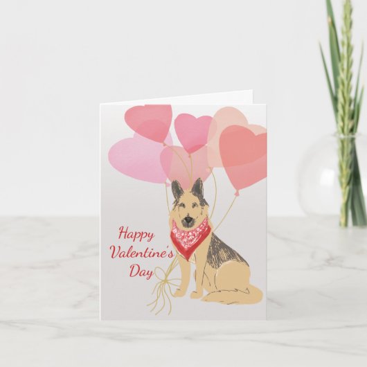 Carte Chien Valentine De Balloons Bergers Allemand (Devant)