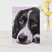 Carte Chien vintage, Anniversaire (Fleur jaune)