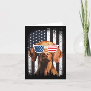 Carte Chien Vizsla Drapeau Américain Lunettes De Soleil