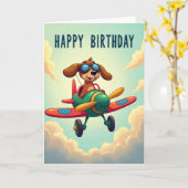 Carte Chien Volant Joyeux (Fleur jaune)